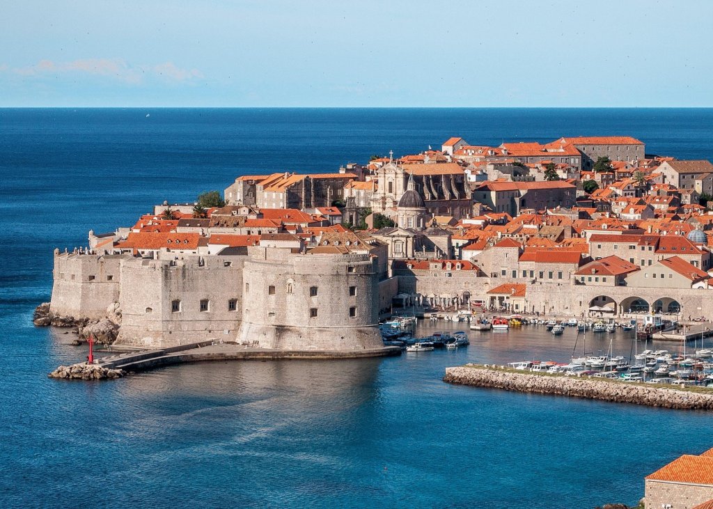 A view of Dubrovnik walls and port