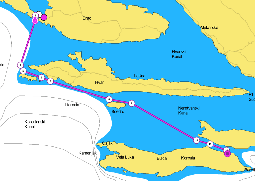 From Milna to Uvala Luka Banja (Korcula)