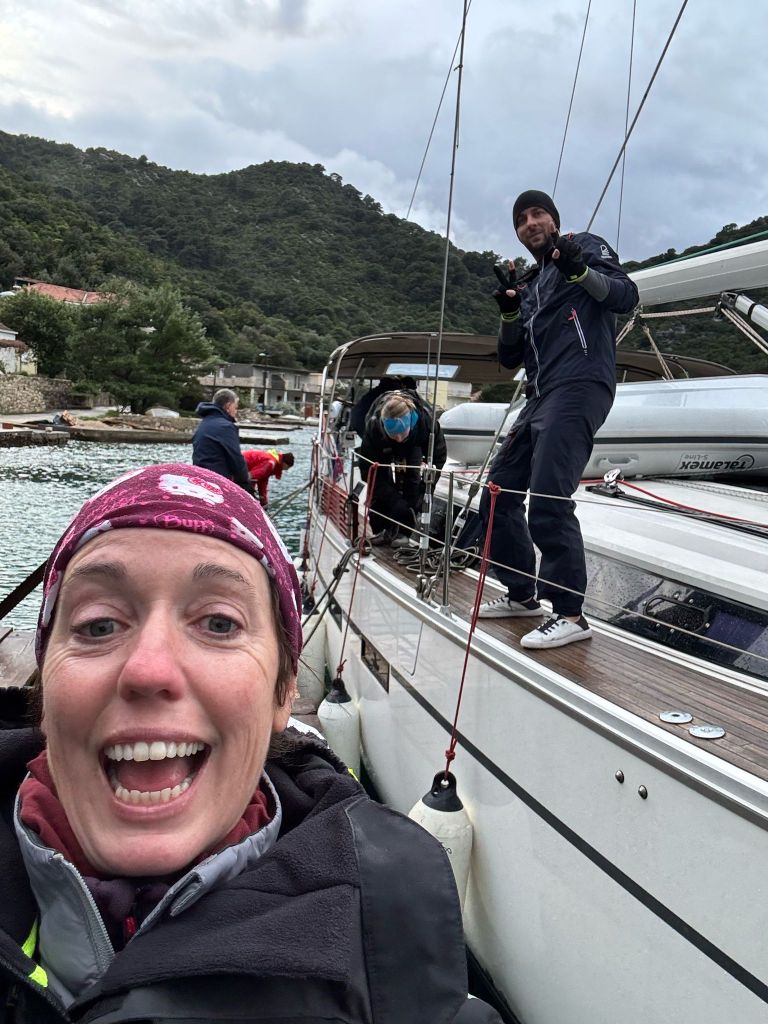 Securing the boat to the pier